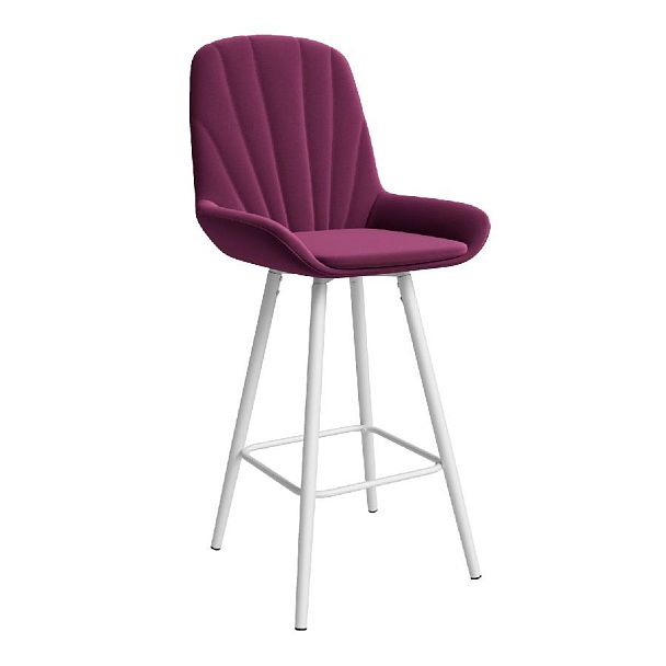 Стул ЮККИ Основание №5 Барный конус Белое Вельвет Винный - Вид 1
