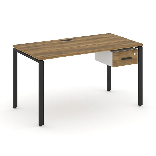 Concept Стол рабочий с подвесной тумбой с одним ящ. CN.SP-111 W Сандал Янтарный/Белый Бриллиант/Металл Черный 1380*720*750 - Вид 1