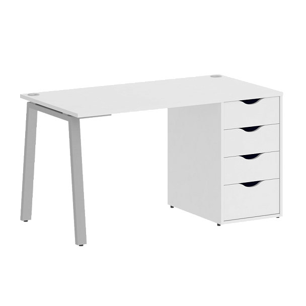 Home Office Стол письменный VR.SP-3-138.4.A Белый бриллиант/Серый металл 1380*720*750 - Вид 1