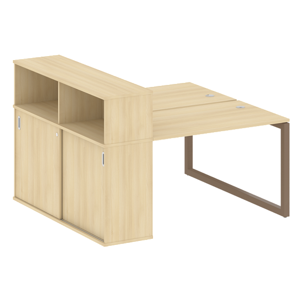 Metal System Quattro Р. ст. с шкафом-купе на О-образном м/к 50БО.РС-СШК-2.2 Т Акация/Мокко металл 1610*1475*1098 - Вид 1