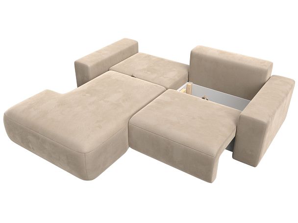 Диван угловой Лига-036 Классик левый угол Велюр бежевый - Вид 7