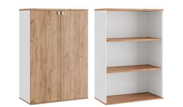 Шкаф средний закрытый Tess 90x45x135 дуб крафт золотой - Вид 1