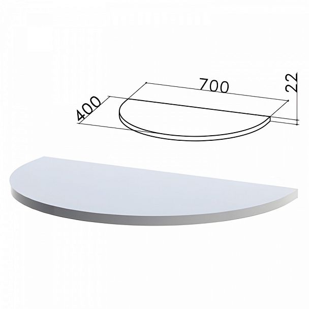 Стол приставной полукруг "Монолит", 700х400х750 мм, БЕЗ ОПОРЫ (640137), цвет серый, ПМ34.11 - Вид 1