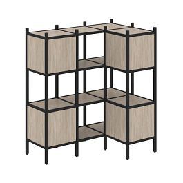 Loft Угловой внутренний стеллаж наборный VR.L-29 Дуб аттик/Чёрный металл 1278*862*1458 - Фото предпросмотра