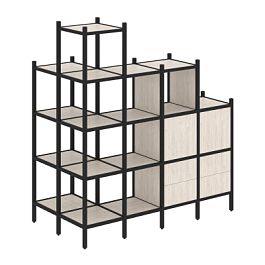 Loft Угловой внешний стеллаж наборный VR.L-58 Денвер светлый/Чёрный металл 862*1694*1869 - Фото предпросмотра