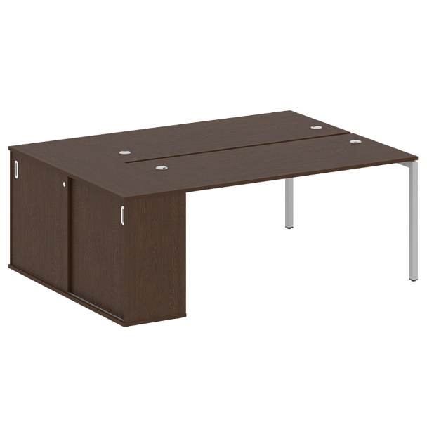 Metal System Quattro Р. ст. с шкафом-купе на П-образном м/к 40БП.РС-СШК-1.4 Т Венге/Серый металл 2010*1475*750 - Вид 1