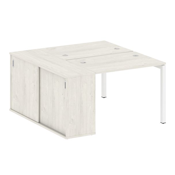 Metal System Quattro Р. ст. с шкафом-купе на П-образном м/к 50БП.РС-СШК-1.1 Т Дуб наварра/Белый металл 1410*1475*750 - Вид 1