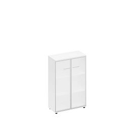 Шкаф средний со стеклом в алюминиевой рамке Elevo А1 9367 БП белый премиум - Фото предпросмотра