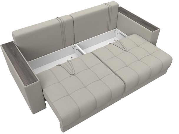 Диван прямой с декором Лига-049 НПБ Рогожка бежевый - Вид 8