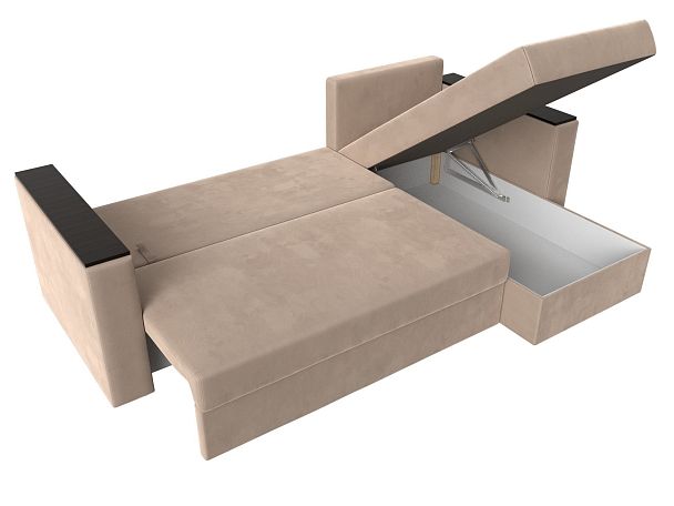 Угловой диван Атланта Лайт Б/С правый (полностью велюр бежевый) - Вид 7