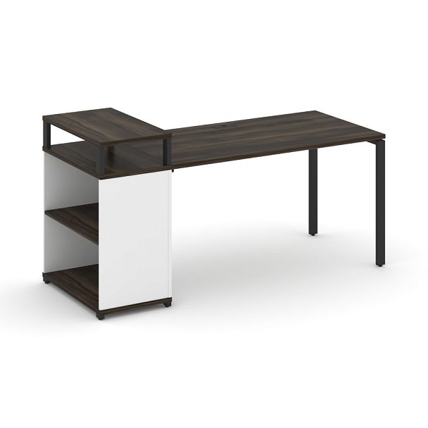 Concept Стол рабочий с опорным стеллажом с верх. горизонтом  CN.SP-207 Дуб Мали/Белый Бриллиант/Металл Черный 1800*720*917 - Вид 1