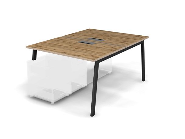 MATRIX 121В300-A Стол прямой, опора на тумбу, пров. Merida (А-опоры) 1180х1590х775 Дуб Крафт/Темно-с - Вид 1