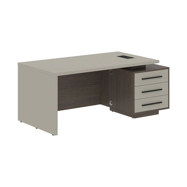 Стол руководителя с тумбой VCT 1890(R) Аметист/Черный матовый/Дуб Сильвер 1800х900х750 VELION - Вид 1