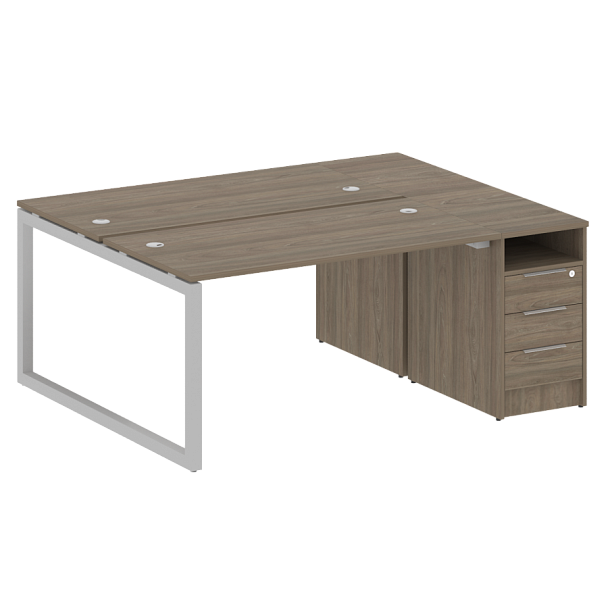 Metal System Quattro Р. ст. с тумбой на О-образном м/к 50БО.РС-СТП-2.3 Вяз/Серый металл 1812*1475*750 - Вид 1