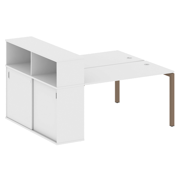 Metal System Quattro Р. ст. с шкафом-купе на П-образном м/к 50БП.РС-СШК-2.3 Т Белый/Мокко металл 1810*1475*1098 - Вид 1