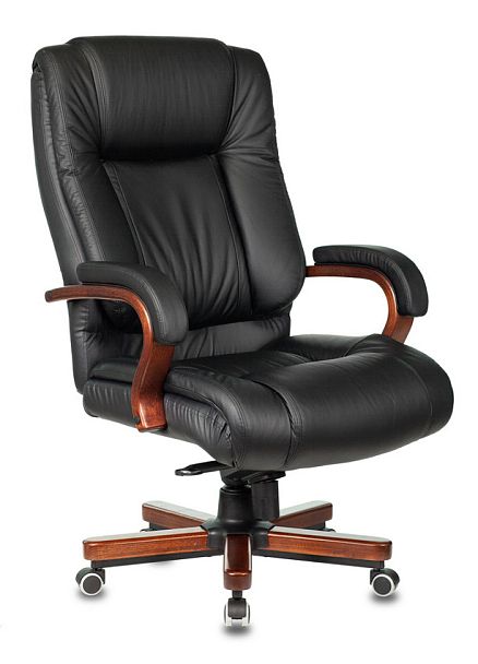 Кресло руководителя Бюрократ T-9925WALNUT черный кожа/иск.кожза крестов. металл/дерево - Вид 1