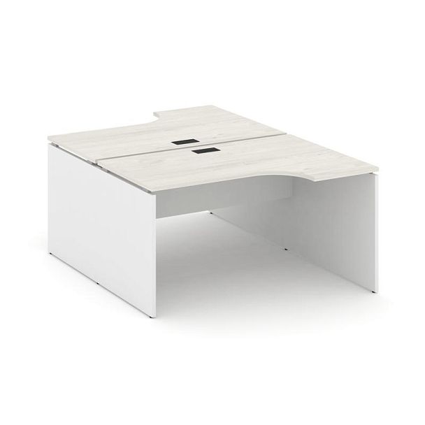 Стайл Проджект Рабочая станция эргоном. SN-D.DRPA-011 Дуб Наварра/Белый/Черная Заглушка 1380*1432/19 - Вид 1