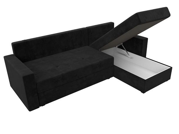 Диван угловой Верона Лайт угол правый (полностью велюр черный) - Вид 9