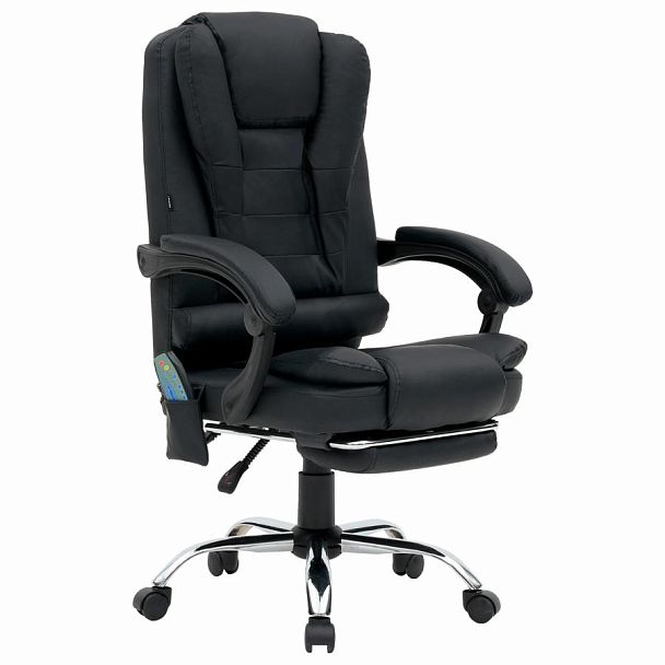 Кресло офисное CROMEX "Lounge MS-007", подножка, 6 массажных модулей, экокожа, черное, 532960 - Вид 2