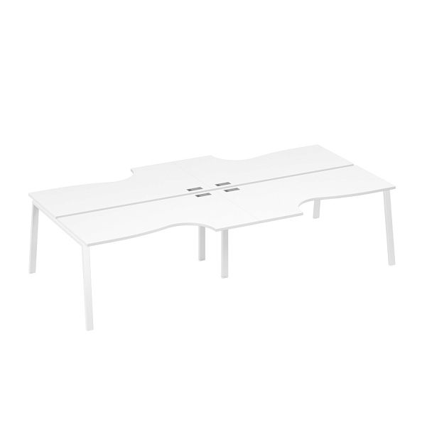 Рабочая станция столы Классика (4х160) опоры TRE A4 А4 Б3 185-2 БП белый премиум / металлокаркас белый - Вид 1