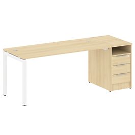 Metal System Quattro Р. ст. с тумбой на П-образном м/к 50БП.РС-СТП-1.4 Акация/Белый металл 2012*720*750 - Фото предпросмотра