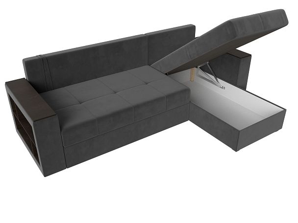 Диван угловой Дубай Лайт угол правый (полностью велюр серый) - Вид 7