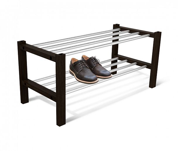Полка для обуви Sheffilton Альберо SHT-SR9 венге/алюм.металлик - Вид 2
