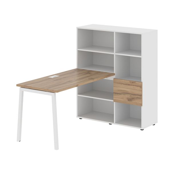 Стол-стеллаж ELRST 1113 Дуб Денвер светлый/Белый/Белый 1790х1120х1355 EDIS - Вид 1