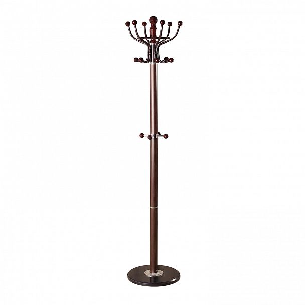 Вешалка-стойка BRABIX "CR-282", металл/мрамор, 1,8 м, на диске диаметром 36 см, 6 крючков + 4 дополнительных, коричневая, 601745 - Вид 2