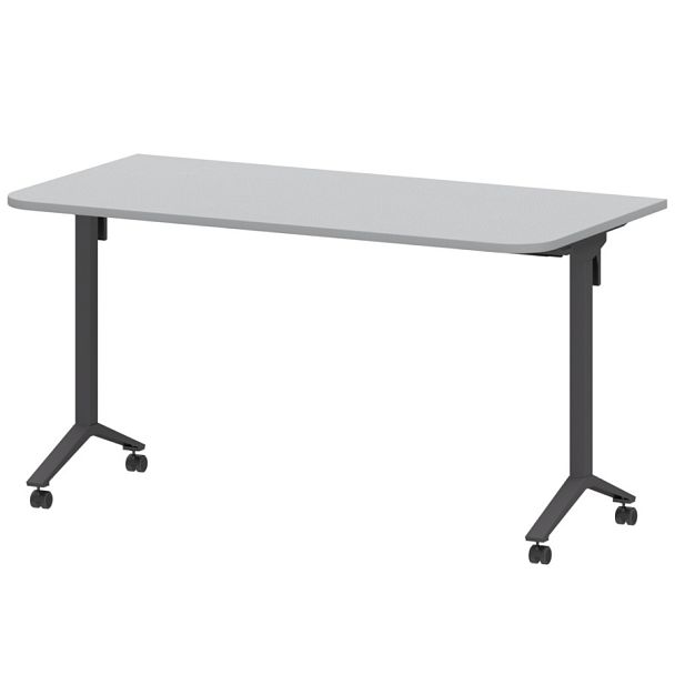 Стол мобильный складной радиусный МБ22-140.70Р Серый/Антрацит 1400x700x750 Моби - Вид 1