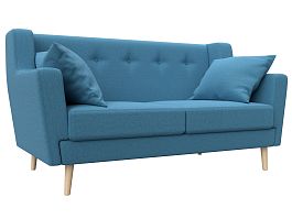 Диван кухонный прямой Брайтон 2 Рогожка голубой - Фото предпросмотра