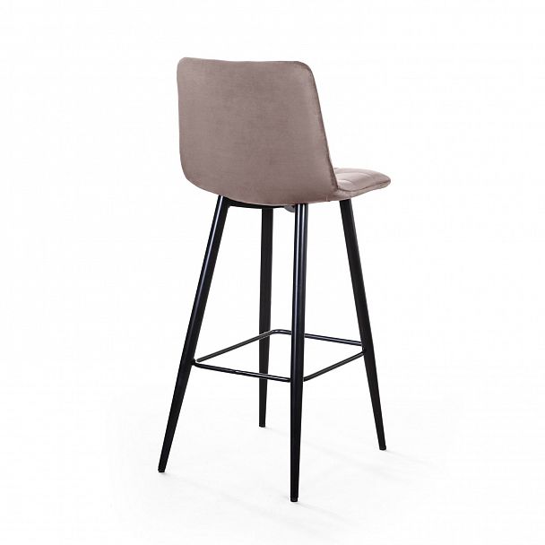 Стул барный UNO, бархат пепельно-бежевый 25 / чёрный конус - Вид 5