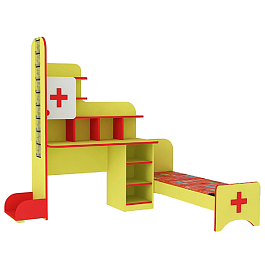 Уголок Доктор с кушеткой, цветной - Фото предпросмотра