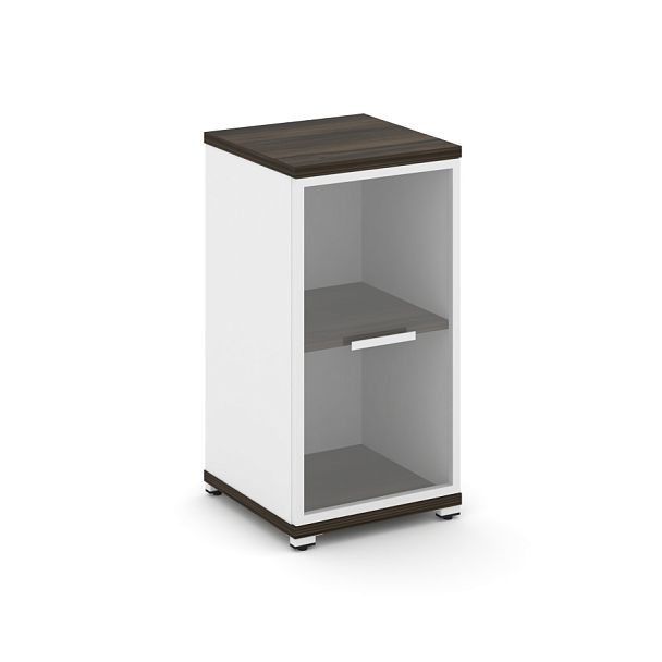 Concept Шкаф 1 узкая секция, 2 ниши CN.STU-213 RPW W Дуб Мали/Белый Бриллиант/Металл Белый/Прозрачный 420*420*818 - Вид 1