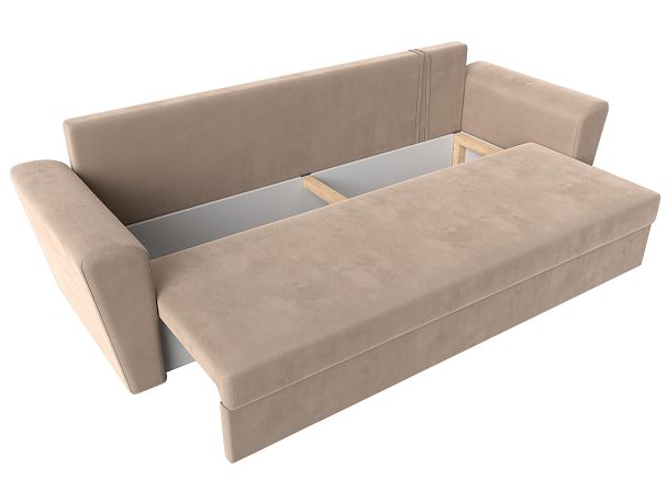 Диван прямой Амстердам Лайт (полностью велюр бежевый) - Вид 7