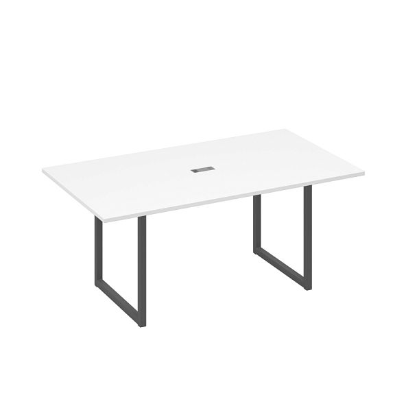 Стол 180 с опорами QUATTRO переговорный A4 А4 Б4 122 БП белый премиум / металлокаркас антрацит - Вид 1
