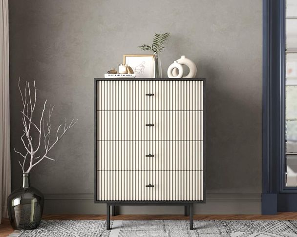 Комод вертикальный с четырьмя ящиками Emerson арт EM18/milky/L - Вид 4