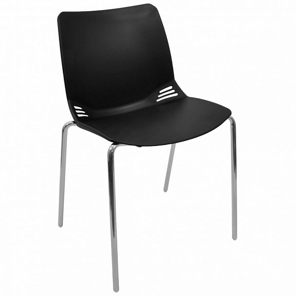 Стул Race (4 ножки) каркас Хром, черный, стопируемый - Вид 1