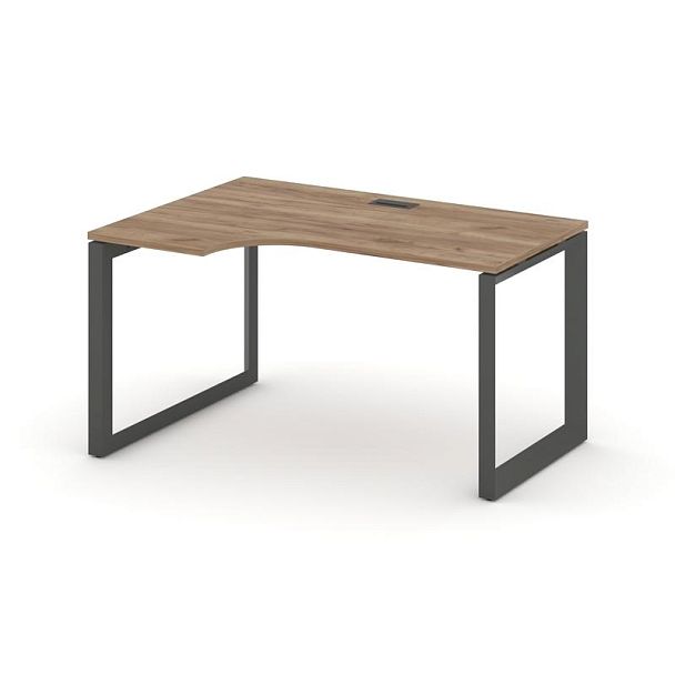 Style Project Next Стол рабочий эргономичный SN-59O.SPA-022(L) Дуб Табак/Металл Антрацит/Черный Заглушка 1580*800/980*750 - Вид 1