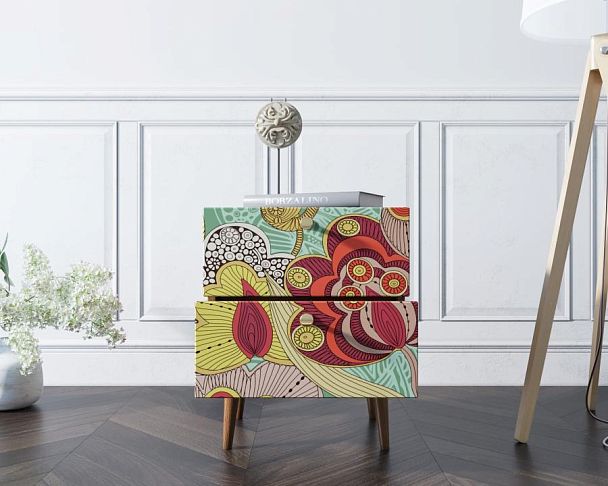 Тумбочка Berber с двумя ящиками 6 принт арт BB03/Print_06, разноцветная - Вид 1