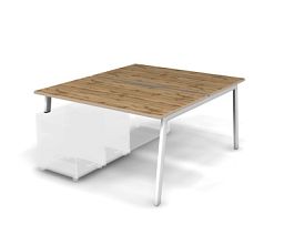 MATRIX 121В201-A Стол прямой, опора на тумбу, пров. вырез. (А-опоры) 1380х1590х775 Дуб Крафт/Белый - Фото предпросмотра