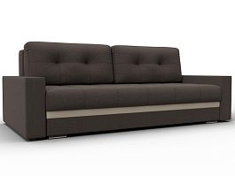 Диван прямой с декором Лига-096 НПБ Рогожка;Экокожа бежевый - Фото предпросмотра