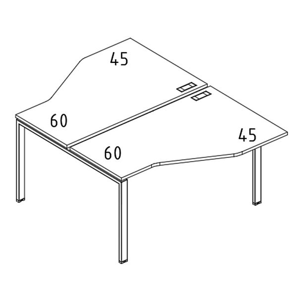 Рабочая станция (2х140) со столами Техно на каркасе UNO A4 А4 Б1 187 БП антрацит премиум / металлокаркас антрацит - Вид 3