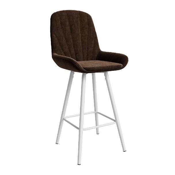 Стул ЮККИ Основание №5 Барный конус Белое Вельвет Какао - Вид 1
