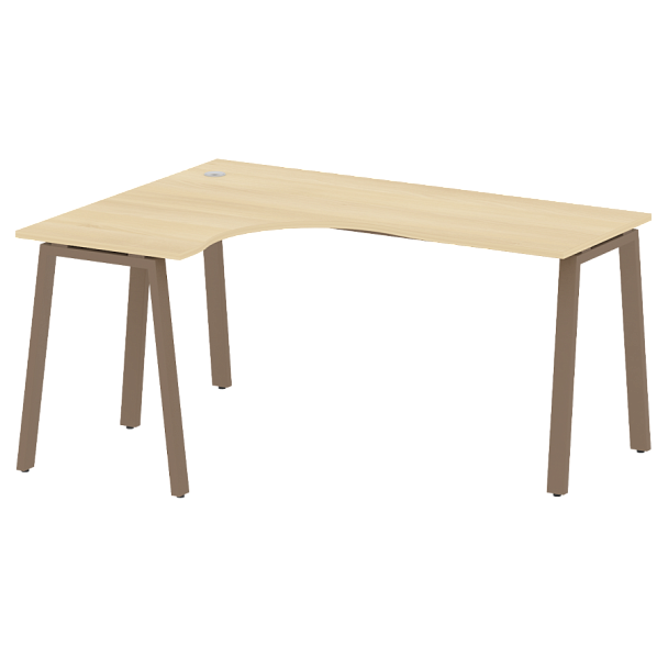 Metal System Стол криволинейный левый на А-образном м/к БА.СА-4 (L) Акация/Мокко металл 1600*1200*750 - Вид 1