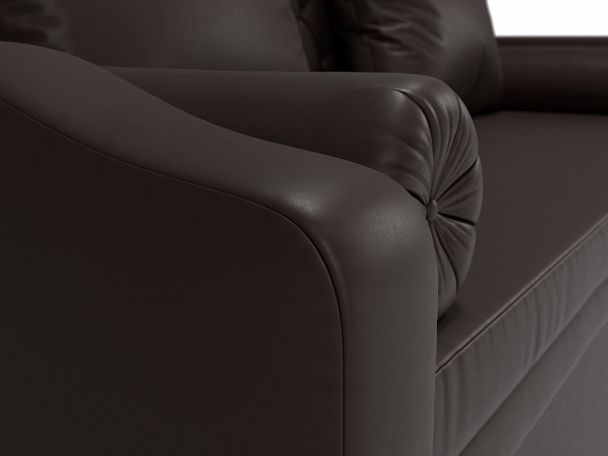 Прямой диван софа Сойер (полностью экокожа коричневая) - Вид 4