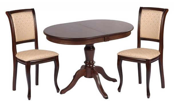 Обеденная группа стол Анфея 110(150)х75х76 Темный орех и 2 стула Арктос Темный орех/Бежевый жаккард - Вид 1