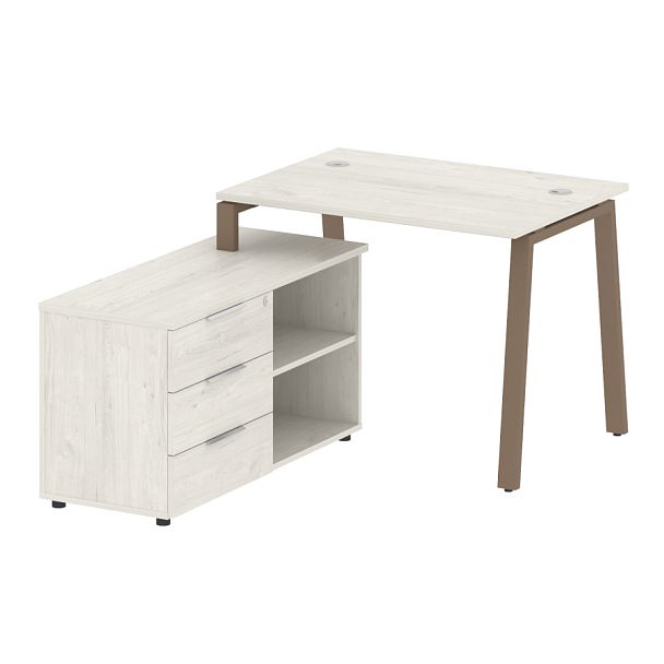 Metal System Р. ст. с тумбой на А-образном м/к БА.РС-СТС-2.1 (L) Дуб наварра/Мокко металл 1100*1520*750 - Вид 1