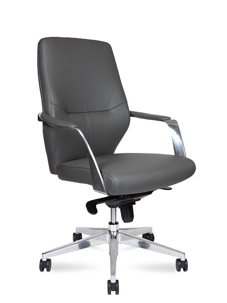 Кресло офисное / Davos Grey / алюминиевая  база / серая экокожа - Вид 6