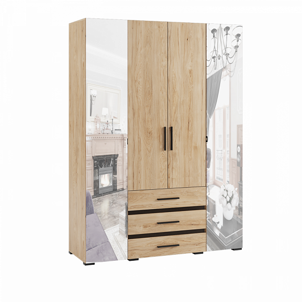 Спальня Модена шкаф 4-хств. МШ-24 гикори рокфорд/венге - Вид 1